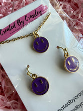 Load image into Gallery viewer, Purple Happy Face Jewellery Set
