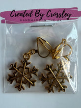Load image into Gallery viewer, Snowflake Clip On Earrings
