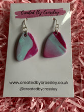 Load image into Gallery viewer, Pink Blue Clay Earrings and Necklace
