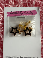 Load image into Gallery viewer, Black Outline Star Clip On Earrings
