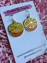Load image into Gallery viewer, Orange Half Charm Earrings
