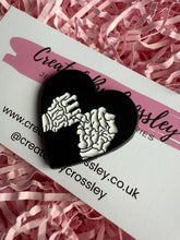 Load image into Gallery viewer, Heart Skeleton Pinky Promise Pin Badge
