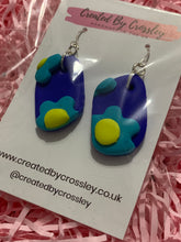 Load image into Gallery viewer, Blue Flower Clay Earrings
