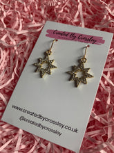 Load image into Gallery viewer, Gold Gem Star Outline Charm Earrings
