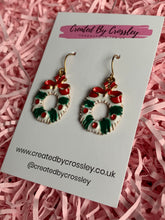 Load image into Gallery viewer, Large Christmas Wreath Charm Earrings
