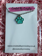 Load image into Gallery viewer, Light Blue Paw Print Charm Necklace
