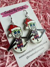 Load image into Gallery viewer, Festive Skeleton Snowman Charm Earrings
