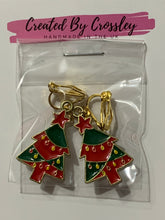 Load image into Gallery viewer, Red Green Christmas Tree Clip On Earrings
