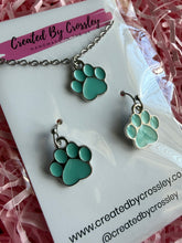 Load image into Gallery viewer, Light Blue Paw Print Jewellery Set
