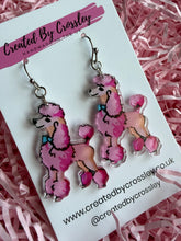 Load image into Gallery viewer, Pink Poodle Dog Charm Earrings
