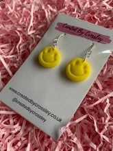 Load image into Gallery viewer, Yellow Smiley Face Clay Earrings
