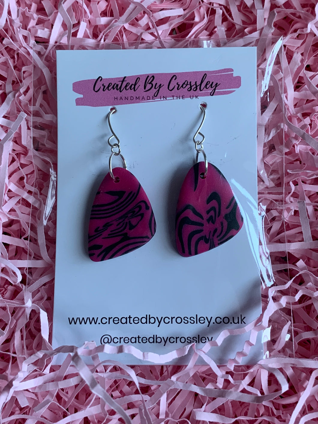 Pink and Black Clay Earrings