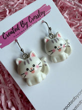 Load image into Gallery viewer, White Cat Charm Earrings
