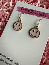 Load image into Gallery viewer, Light Pink Happy Face Charm Earrings
