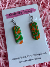 Load image into Gallery viewer, Green Pattern Clay Earrings
