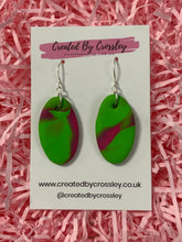 Load image into Gallery viewer, Green and Pink Oval Earrings
