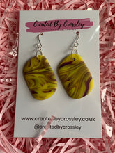 Load image into Gallery viewer, Yellow Purple Clay Earrings
