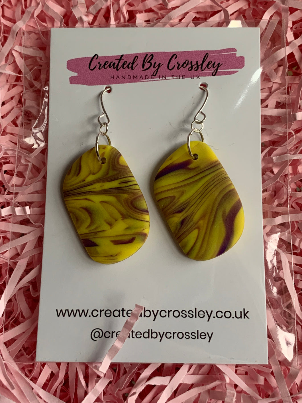 Yellow Purple Clay Earrings