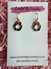 Load image into Gallery viewer, Mini Christmas Wreath Charm Earrings
