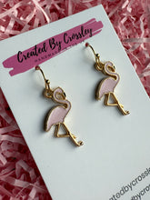 Load image into Gallery viewer, Light Pink Flamingo Charm Earrings
