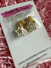 Load image into Gallery viewer, White Outline Star Clip On Earrings
