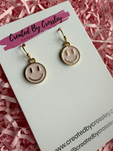 Load image into Gallery viewer, Light Pink Happy Face Charm Earrings
