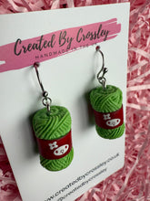 Load image into Gallery viewer, Green Wool Charm Earrings
