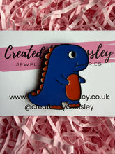 Load image into Gallery viewer, Blue Dinosaur Pin Badge
