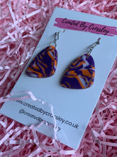 Load image into Gallery viewer, Purple Pattern Clay Earrings
