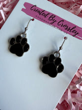 Load image into Gallery viewer, Black Paw Print Charm Earrings
