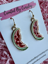 Load image into Gallery viewer, Watermelon Slice Charm Earrings
