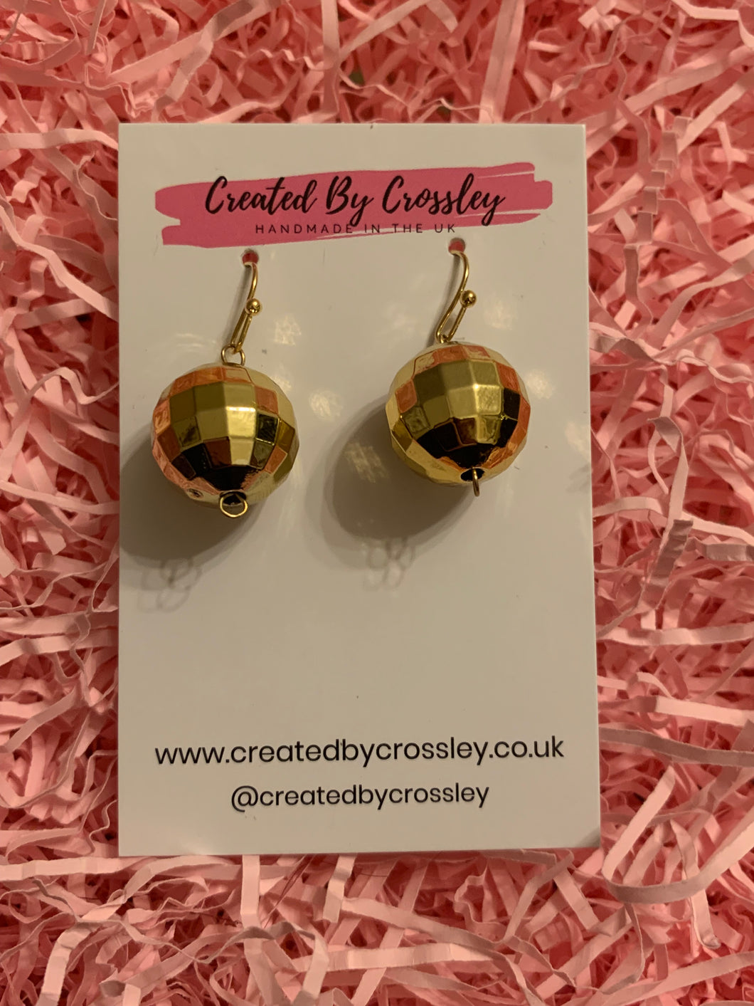 Gold Disco Ball Charm Earrings