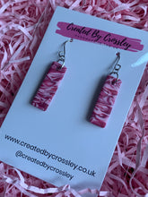 Load image into Gallery viewer, Pink Patterned Rectangle Clay Earrings
