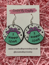 Load image into Gallery viewer, Alien Space Cat Charm Earrings
