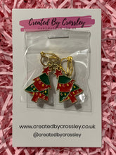 Load image into Gallery viewer, Red Green Christmas Tree Clip On Earrings
