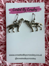 Load image into Gallery viewer, Wolf Charm Earrings
