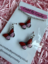 Load image into Gallery viewer, Red Pink Butterfly Jewellery Set
