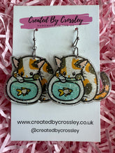 Load image into Gallery viewer, Fishbowl Cat Charm Earrings
