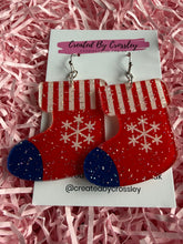 Load image into Gallery viewer, Large Christmas Stocking Charm Earrings
