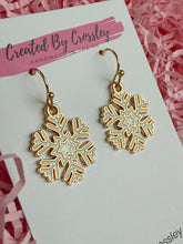 Load image into Gallery viewer, White Snowflake Charm Earrings

