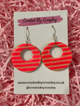 Load image into Gallery viewer, Striped Circle Clay Earrings
