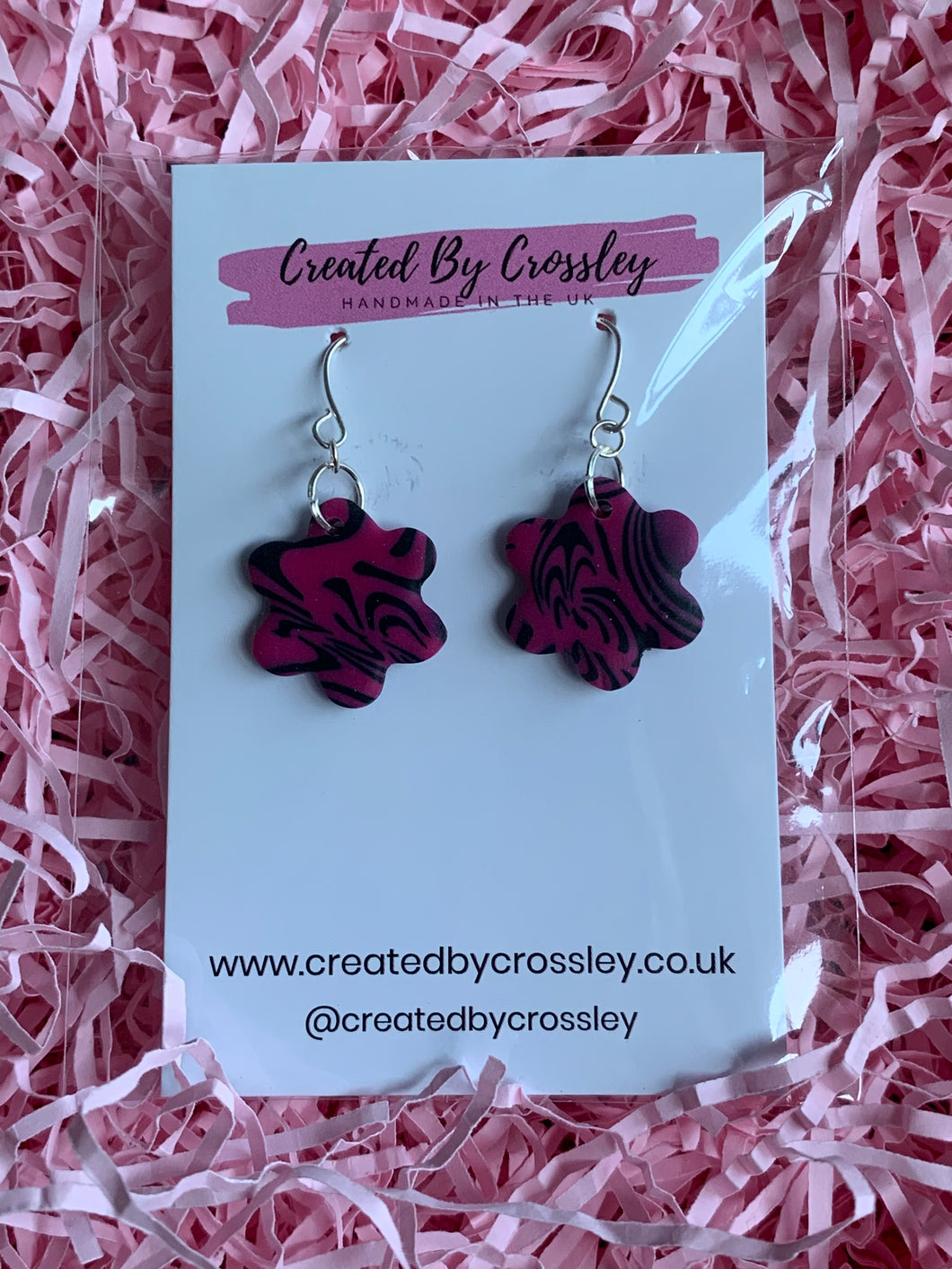 Pink and Black Clay Earrings