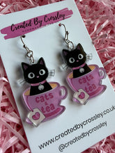 Load image into Gallery viewer, Tea Cat Charm Earrings
