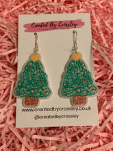 Load image into Gallery viewer, Christmas Tree Doodle Charm Earrings
