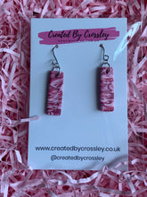 Load image into Gallery viewer, Pink Patterned Rectangle Clay Earrings
