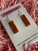 Load image into Gallery viewer, Orange Blue Rectangle Clay Earrings
