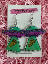 Load image into Gallery viewer, Spaceship Pizza Charm Earrings
