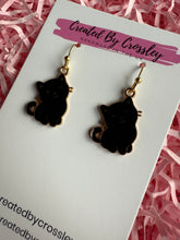 Load image into Gallery viewer, Black Cat Charm Earrings
