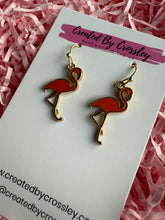 Load image into Gallery viewer, Pink Flamingo Charm Earrings
