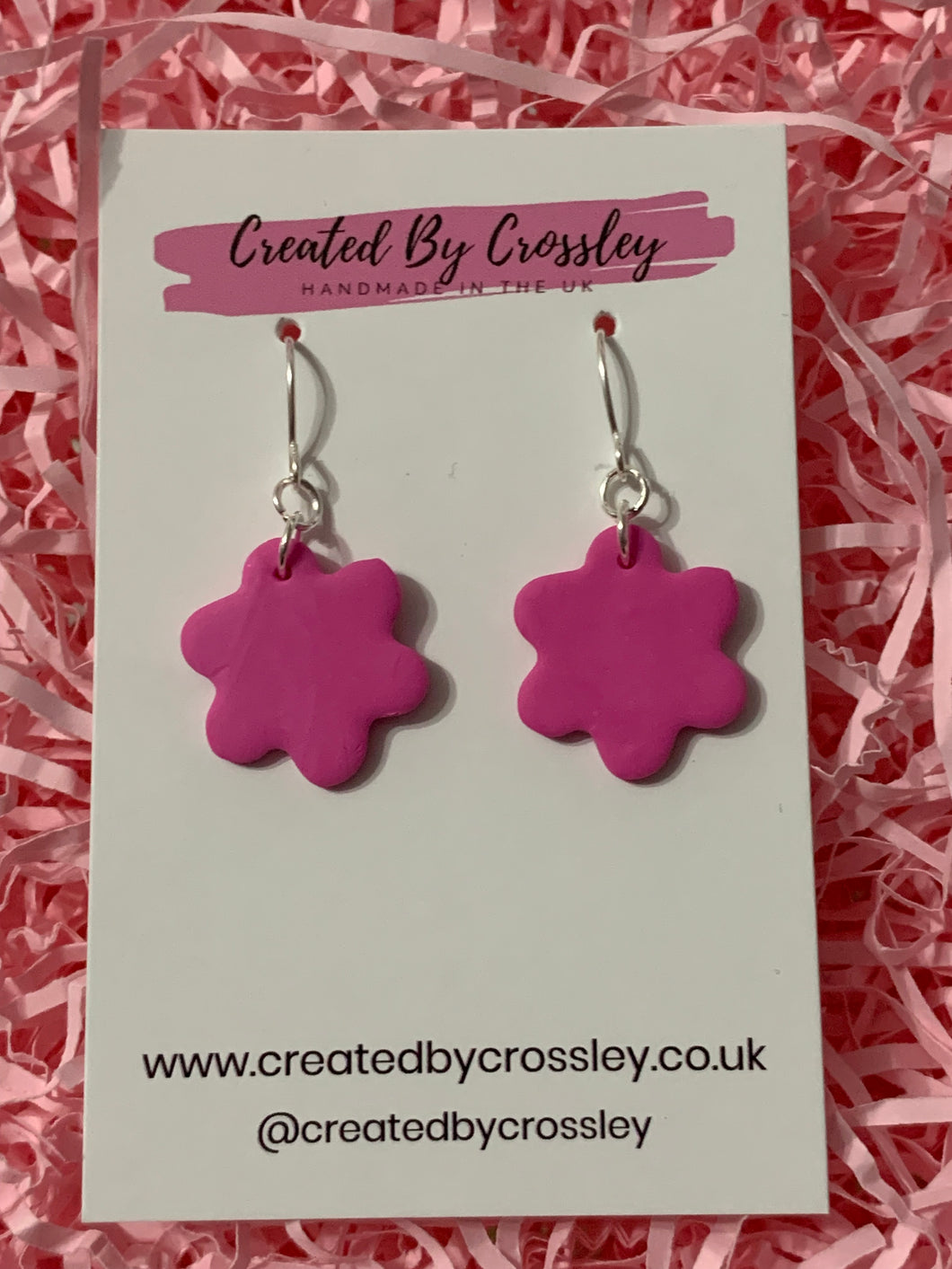 Pink Flower Clay Earrings